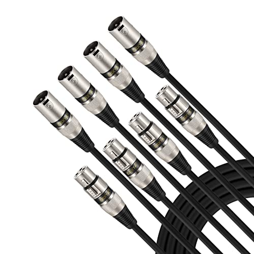 EBXYA XLR-Mikrofonkabel, 0,5 m, 4 Packungen, symmetrischer Stecker auf Buchse, XLR-Patchkabel für PA-System, Studio-Recorder, Verstärker, Mixer von EBXYA