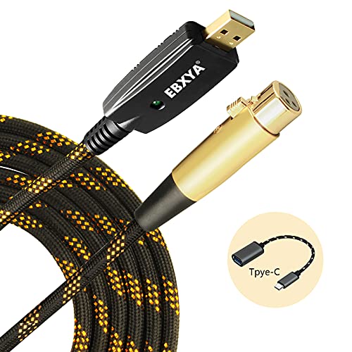 EBXYA XLR-USB-Kabel USB-auf-Buchse XLR-Kabel Mic-Link-Konverter für Computer-Musikaufnahme USB-Mikrofonkabel (3m/10ft) von EBXYA