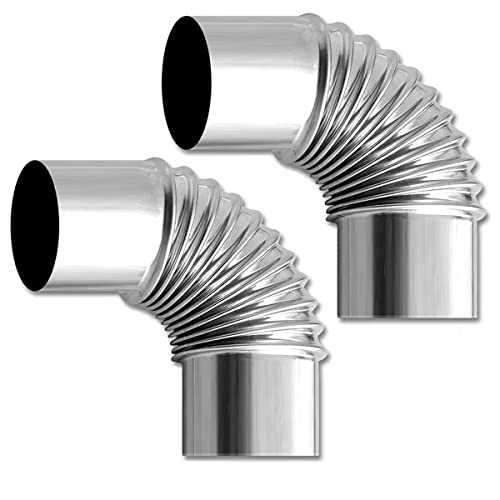 90°-Bogen Ofenrohr Rauchabzugsrohr, 90°-Rohrbogen Auspuffrohr, 2 Stück Edelstahl-Kamingewindebogen 50mm-120mm Ofenrohr(11cm) von EBZFASO