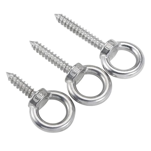 Augenschrauben mit Außengewinde, Selbstschneidende Ringschraube aus Edelstahl A2-304, runde Ringhaken, 8 Stück, mehrere Größen(60mm,M10-1PCS) von EBZFASO