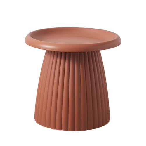 Beistelltisch Runder Kaffee- und Beistelltisch aus Kunststoff in Pilzform, Mehrfarbig, mehrere Größen(Brown Ribbed,20" L x 20" W x 18" H) von EBZFASO