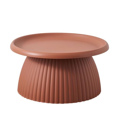 Beistelltisch Runder Kaffee- und Beistelltisch aus Kunststoff in Pilzform, Mehrfarbig, mehrere Größen(Brown Ribbed,28" L x 28" W x 14" H) von EBZFASO