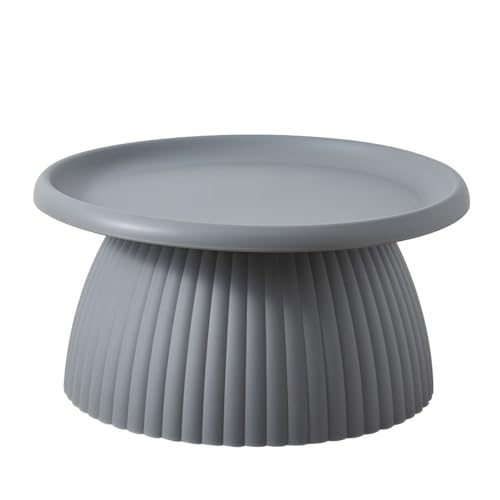 Beistelltisch Runder Kaffee- und Beistelltisch aus Kunststoff in Pilzform, Mehrfarbig, mehrere Größen(Grey Ribbed,28" L x 28" W x 14" H) von EBZFASO