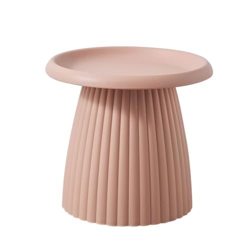 Beistelltisch Runder Kaffee- und Beistelltisch aus Kunststoff in Pilzform, Mehrfarbig, mehrere Größen(Pink Ribbed,20" L x 20" W x 18" H) von EBZFASO