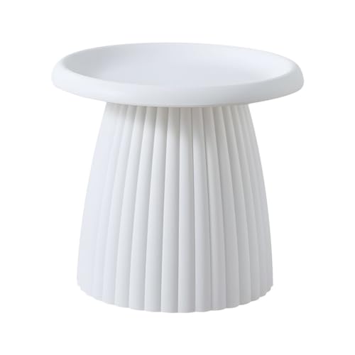 Beistelltisch Runder Kaffee- und Beistelltisch aus Kunststoff in Pilzform, Mehrfarbig, mehrere Größen(White Ribbed,20" L x 20" W x 18" H) von EBZFASO