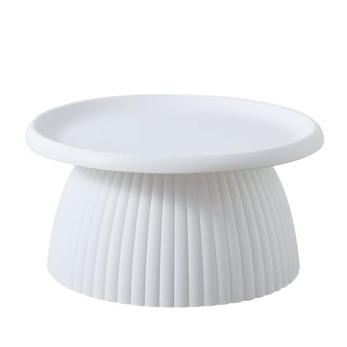 Beistelltisch Runder Kaffee- und Beistelltisch aus Kunststoff in Pilzform, Mehrfarbig, mehrere Größen(White Ribbed,28" L x 28" W x 14" H) von EBZFASO