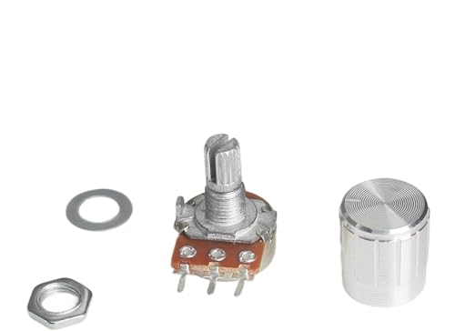 Drahtgewickelte Potentiometer Drehpotentiometer 5er-Pack WH148 15 mm 3-polig linear mit silberner Knopfkappe 1 K bis 1 M Ohm(5K Ohm) von EBZFASO