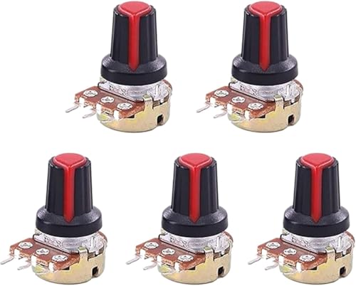 Drahtgewickelte Potentiometer Drehpotentiometer mit Kappe, 5er-Pack, B1K-1M Ohm, 15 mm Rändelschaft(20K Ohm) von EBZFASO