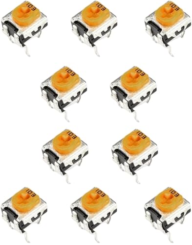 Drahtgewickelte Potentiometer Packung mit 10 WH06-2 Drehpotentiometer, orange, Einzelumdrehung, Einstellung oben, 100 Ohm bis 1 M Ohm(1M Ohm) von EBZFASO