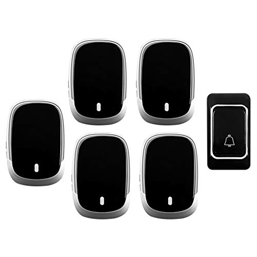 Drahtlose Türklingel für zu Hause, wasserdichtes T Drahtlose Türklingel Wasserdicht 36 Melodien 300M 1 Sender 5 Empfänger LED Multicolor(Black) von EBZFASO