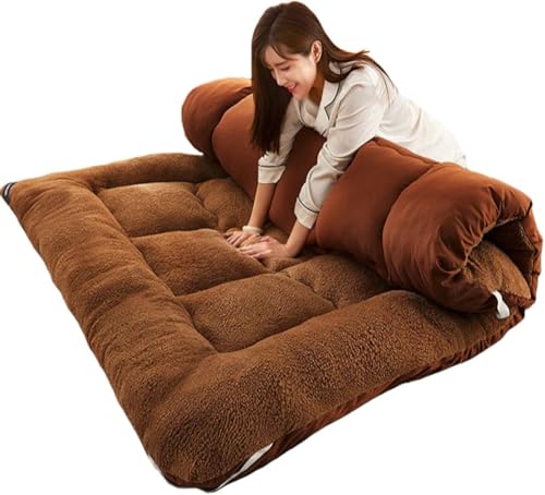 EBZFASO Bodenmatratze, Faltbare Rollmatte Japanische Lammwolle Futon Boden Matratze Pad Multicolor Mehrere Größen(Marron,90 * 200cm) von EBZFASO