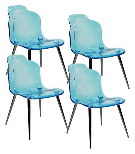 EBZFASO Esszimmer- und Küchenstühle Esszimmerstühle aus Acryl, transparent, stapelbar, 48 x 58 x 82 cm, klar, bernsteinfarben, blau, 1er-, 2er- oder 4er-Pack(Blue-4pcs) von EBZFASO
