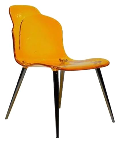 EBZFASO Esszimmer- und Küchenstühle Esszimmerstühle aus Acryl, transparent, stapelbar, 48 x 58 x 82 cm, klar, bernsteinfarben, blau, 1er-, 2er- oder 4er-Pack(Orange-1pcs) von EBZFASO