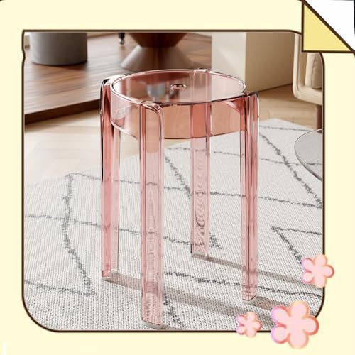 EBZFASO Esszimmer- und Küchenstühle Stapelbarer Barhocker aus Acryl ohne Rückenlehne, Mehrfarbig(Pink) von EBZFASO