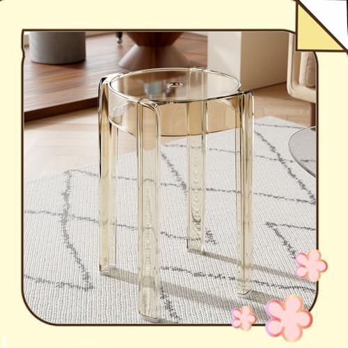 EBZFASO Esszimmer- und Küchenstühle Stapelbarer Barhocker aus Acryl ohne Rückenlehne, Mehrfarbig(Platinum) von EBZFASO
