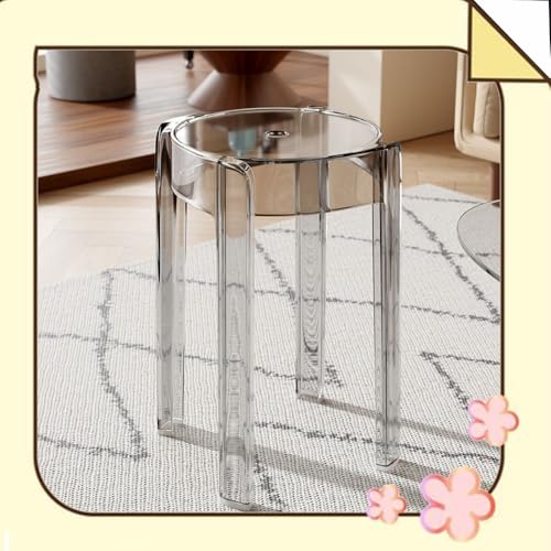 EBZFASO Esszimmer- und Küchenstühle Stapelbarer Barhocker aus Acryl ohne Rückenlehne, Mehrfarbig(Smoke Grey) von EBZFASO