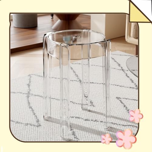 EBZFASO Esszimmer- und Küchenstühle Stapelbarer Barhocker aus Acryl ohne Rückenlehne, Mehrfarbig(Transparent) von EBZFASO