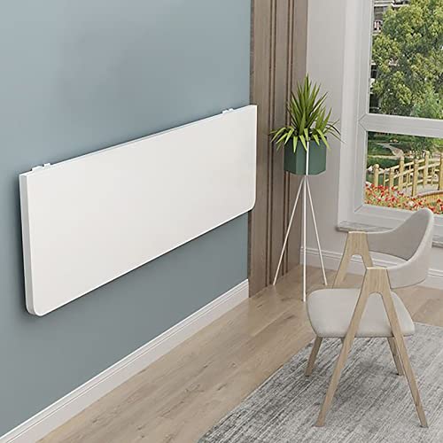 EBZFASO Schwimmender Wandklapptisch Schwebender, an der Wand montierter Klappschreibtisch aus Massivholz(White,90x40cm/35x16in) von EBZFASO