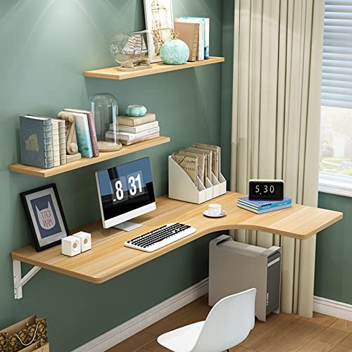 EBZFASO Schwimmender Wandklapptisch for Waschküche und Schlafzimmer, platzsparender Klapptisch mit Klappdesign(Teakright,80 * 60 * 35cm) von EBZFASO