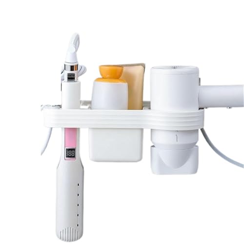 EBZFASO Universeller Haartrocknerhalter, Punch-Free Haartrockner Aufbewahrungshalter Wandmontage for Lockenstab Haarglätter Multicolor(White) von EBZFASO