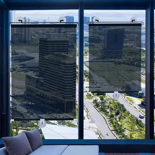 EBZFASO Verdunkelungsrollos Temporärer tragbarer Fenstervorhang, verstellbare Verdunkelungsvorhänge(45x125cm/17.7x49.2in) von EBZFASO