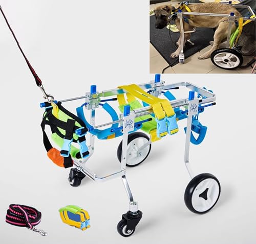 EBZFASO Verstellbarer Rollstuhl für kleine Hunde – Hilfsm Verstellbarer Hunderollstuhl, Haustier-Mobilitätshilfe, 4 Räder, Rehabilitationstrainingsgerät, mehrere Größen(M) von EBZFASO