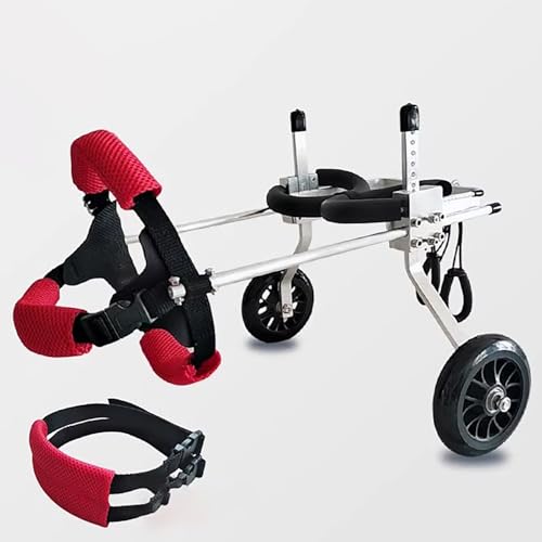 EBZFASO Verstellbarer Rollstuhl für kleine Hunde – Hilfsm Verstellbarer Hunderollstuhl aus Aluminiumlegierung mit Geschirr, Bauchstütze, 2 Räder, mehrere Größen(XS) von EBZFASO