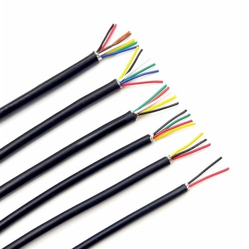 Flexibles Elektrokabel für Beleuchtung, 2/5/10M Abgeschirmtes Kabel 26AWG 2-8 Adern Ummantelter Draht Kupfer Signal Control Kabel Verlängerungsstecker(2meter 8Cores) von EBZFASO