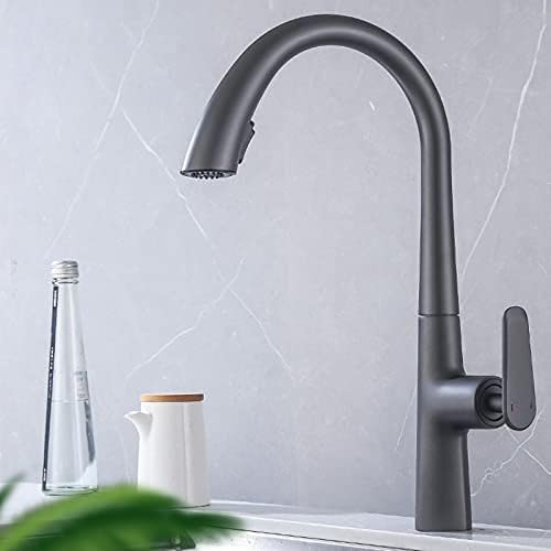 Küchenarmatur Bar Bauernhaus Küche Wasserhahn Rotierenden Pull Out Frühling Einzigen Griff Mischer(Dumb Gray) von EBZFASO