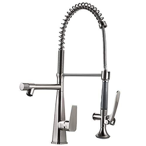 Küchenarmatur Küchenarmatur 360 Rotation Pull Down Sprayer Einhandgriff Messing Schwarz Gebürstet(Brushed) von EBZFASO