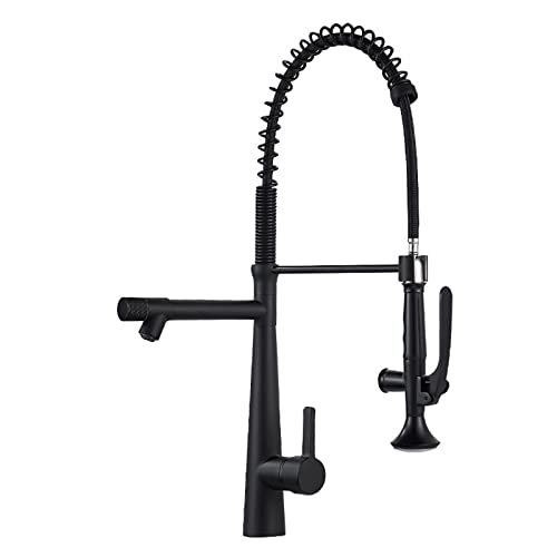 Küchenarmatur Pull Out Küchenarmatur 360 Schwenkbar Pull Down Sprayer Messing Einhandgriff Schwarz Gebürstet(Nero) von EBZFASO