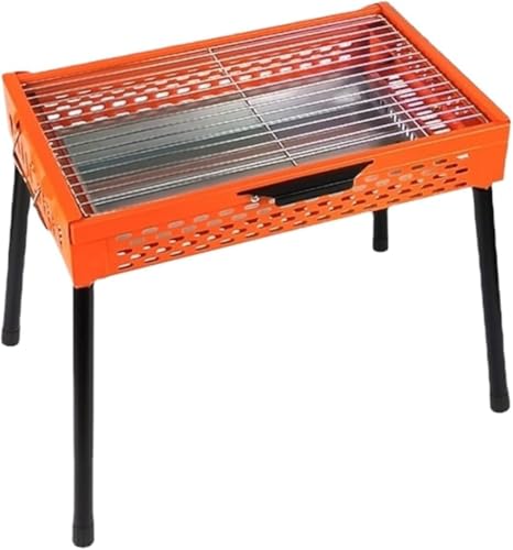 Tragbarer Grill Tragbarer BBQ-Grill, Holzkohlegrill for Picknicks im Freien, Kochen im Freien, faltbarer Metallgrill von EBZFASO