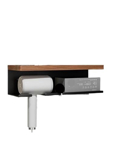 Universeller Haartrocknerhalter, Haartrocknerhalter aus Holz for Badezimmer, Mehrfarbig, mehrere Größen(Black,L) von EBZFASO