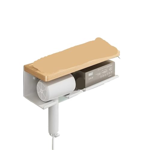 Universeller Haartrocknerhalter, Haartrocknerhalter aus Holz for Badezimmer, Mehrfarbig, mehrere Größen(White,L) von EBZFASO