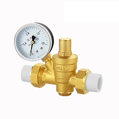 Ventil-Wasserdruckminderer-Manometer, Einstellbare Messing PPR Hot Melt Druckminderer Ventil Mehrere Größen Messgerät Option(Ppr20,Valve With Gauge) von EBZFASO