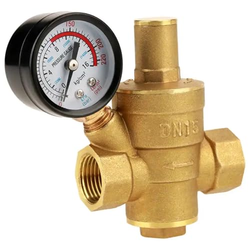Ventil-Wasserdruckminderer-Manometer, Einstellbares Wasserdruckminderventil aus Messing mit Manometer in mehreren Größen(Dn15) von EBZFASO