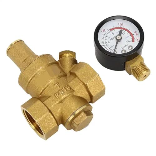 Ventil-Wasserdruckminderer-Manometer, Einstellbares Wasserdruckminderventil aus Messing mit Manometer in mehreren Größen(Dn20) von EBZFASO