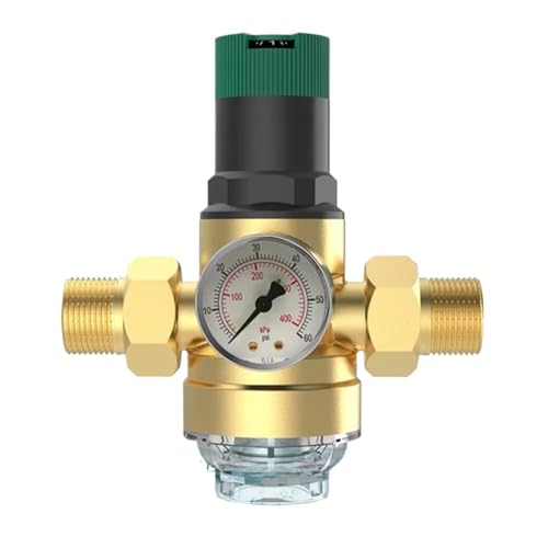 Ventil-Wasserdruckminderer-Manometer, Messing-Druckregler mit Manometer und Siebfilter for Trinkwasser, 3/4 Zoll, Gold Ventil-Wasserdruckminderer-Manometer, Messing-Druckregler mit Manometer und Siebfilter for Trinkwasser, 3/4 Zoll, Gold von EBZFASO