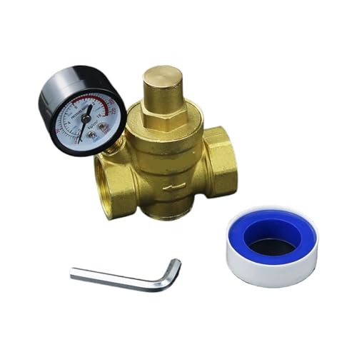 Ventil-Wasserdruckminderer-Manometer, Messing-Wasserdruckminderventil, einstellbar mit Manometer 1/2" 3/4" 1" 16bar(1") von EBZFASO