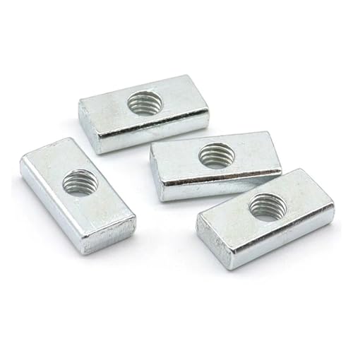 Vierkantmuttern 10 Stück Vierkantmuttern M3-M8, verzinkter Kohlenstoffstahl, silberfarben, mehrere Größen, for Aluminiumprofile(M4-15x8x2mm) von EBZFASO