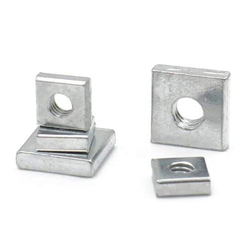 Vierkantmuttern DIN562 M2.5 bis M5 verzinkter Kohlenstoffstahl, dünne Vierkantmuttern, silberfarben, mehrere Größen(M4x8x2mm-100Pcs) von EBZFASO