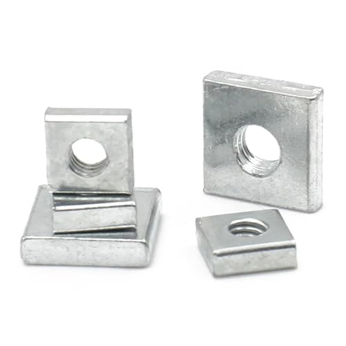 Vierkantmuttern Vierkantmuttern Nutenstein Verzinkt Kohlenstoffstahl Silber M2-M8 Packung mit 5-50 Stück(M4x7x7x2 (40pcs)) von EBZFASO