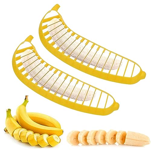Bananenschneider, 2 Stück Plastiksalat Obstschäler, Multifunktionaler Tragbarer Obstsalatschäler, Praktisches Küchenwerkzeug Für Bananen, Gemüse, Gurken, Hotdogs, Obst von EBbels