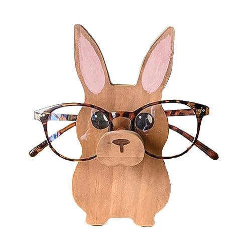 EBbels Brillenhalter Aus Holz, Kreativer Haustier Brillenhalter, Handgefertigter Tierform Brillenständer, Sonnenbrillen Display Für Zuhause, Büro, Dekoration, Zubehör (Kaninchen) von EBbels