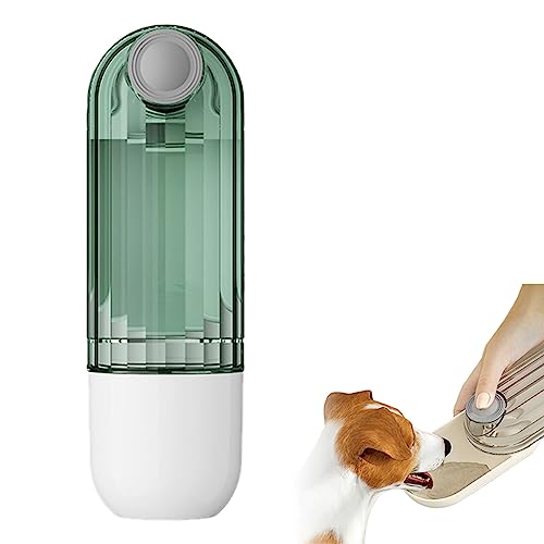 EBbels Wasserflasche Für Hunde, 300ml Tragbare Haustier Wasserflasche Hund Mit 100ml Futterspender, Auslaufsicher Travel Reise Trinkflasche Wasserspender (Grün) von EBbels