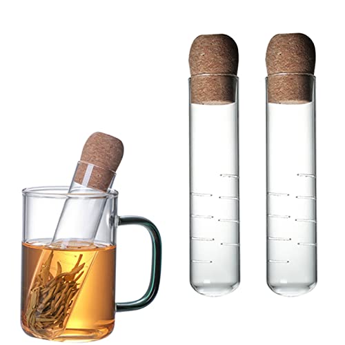 Glas Teesieb Teefilter, 2 Stück Transparentes Teesieb Mit Kork, Hitzebeständiger Tee-Leck-Glasfilter, Reagenzglas Teesieb Für Losen Tee von EBbels