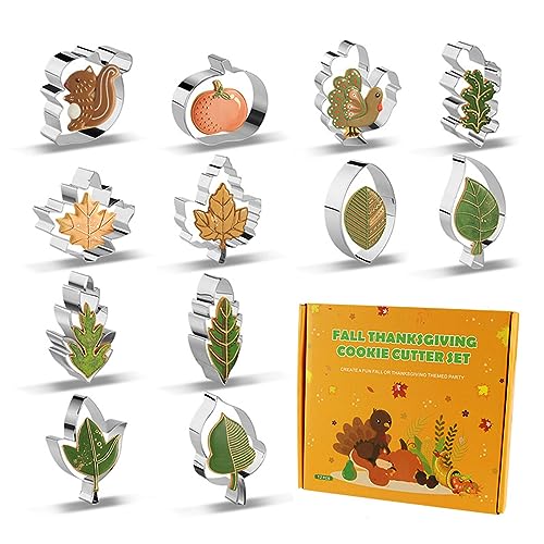 Herbst Erntedankfest Ausstechformen Set, 12 Stück DIY Edelstahl Blätter Keksausstecher, Für Herbst, Thanksgiving, Party, Backen, Kuchen, Fondant-Dekorationen Herbst Erntedankfest Ausstechformen Set, 12 Stück DIY Edelstahl Blätter Keksausstecher, Für Herbst, Thanksgiving, Party, Backen, Kuchen, Fondant-Dekorationen von EBbels