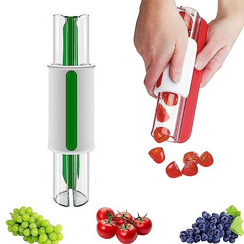 EBbels Obstschneider, Tomaten-Traubenschneider, Manueller Obst-Gemüseschneider, Multifunktionale Kreatives Küchenwerkzeug Obst Gemüse Shredder Für Kirschtomaten-Fruchtsalat (Grün) von EBbels