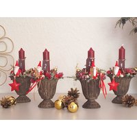 Adventskranz Mal Anders-Pokal-Rot-Braun-Weihnachtsmann-Adventskranz Mit Kerzen-Adventsdeko-Weihnachtskranz-Tischdeko-Weihnachtsdeko-Vintage von EBmomente
