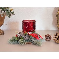 Kleines Adventsgesteck Mit Windlicht-Rot-Haltbar-Weihnachtsdeko-Adventsdeko-Deko Advent-Tischdeko-Tischgesteck-Deko Weihnachten-Fensterbank Kleines Adventsgesteck Mit Windlicht-Rot-Haltbar-Weihnachtsdeko-Adventsdeko-Deko Advent-Tischdeko-Tischgesteck-Deko Weihnachten-Fensterbank von EBmomente